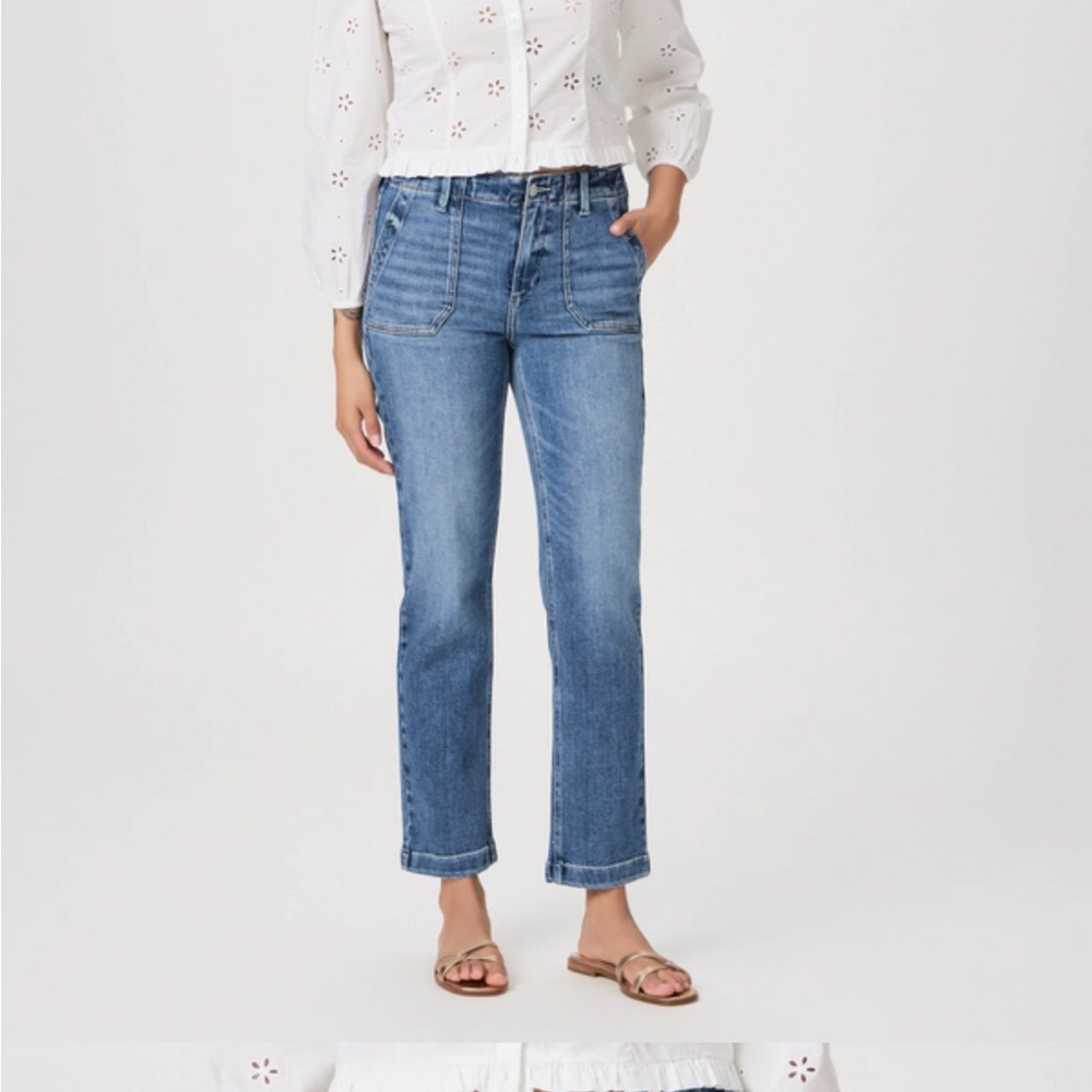 PAIGE Mayslie High Rise Denim Jeans in Soft Blue